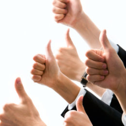 Row of human hands showing sign of okay